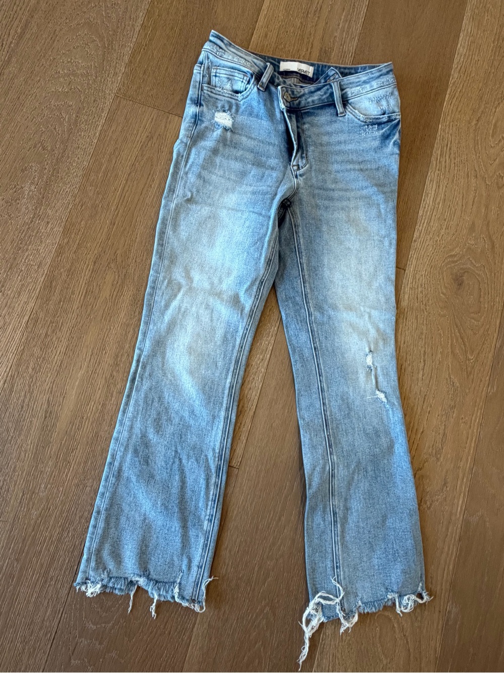 Light Wash Distressed Women's Flare Jeans